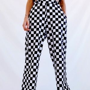 checkerboard anime pants Japan black and white bnha mha pants Harajuku